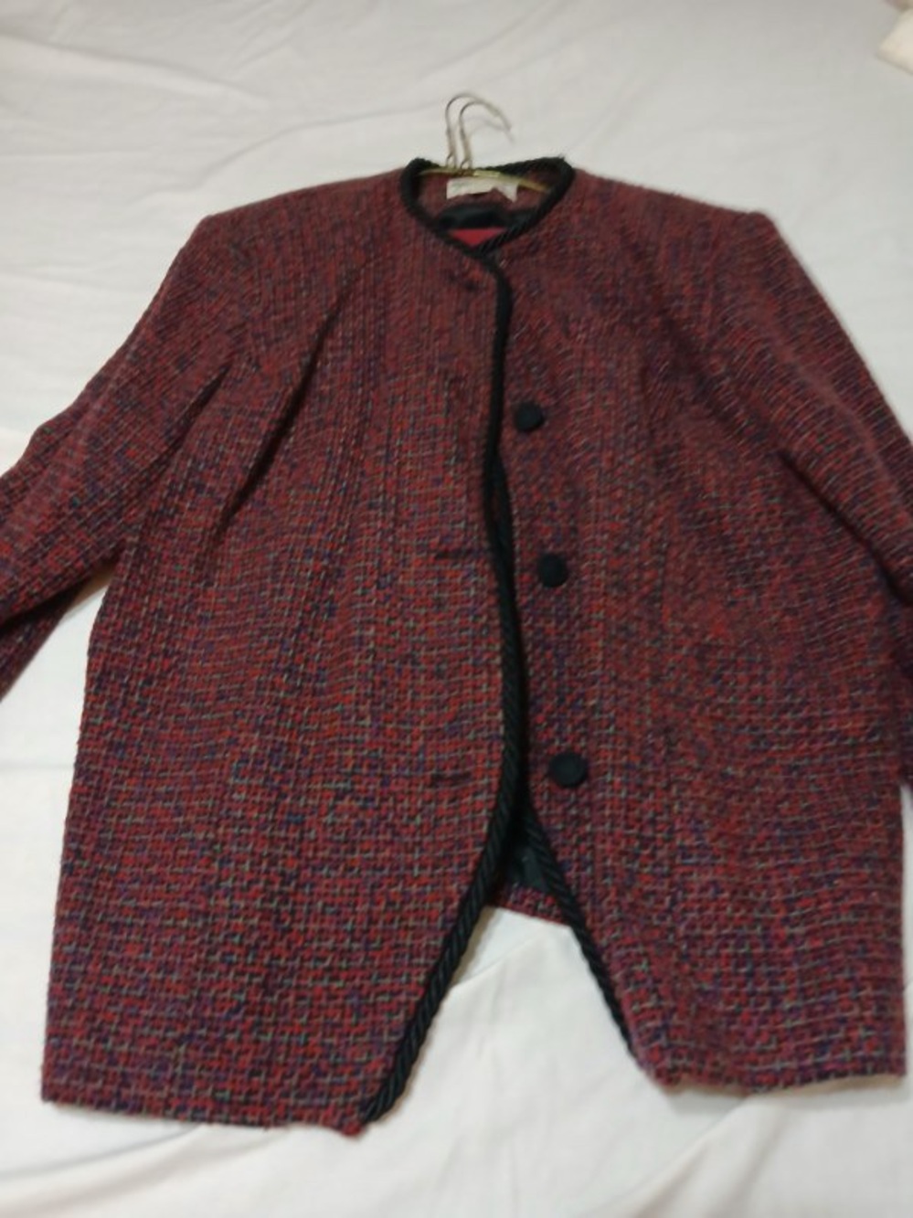 Red Multi-Tone Wool Blend Coat